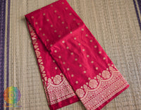 Red Banarasi Handloom Katan Silk Saree – Handloom Saree Online India | Elegantt Drapes
