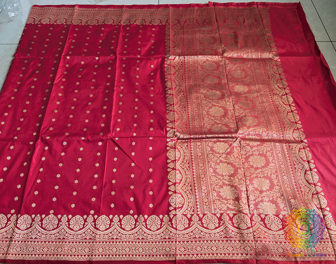 Red Banarasi Handloom Katan Silk Saree – Handloom Saree Online India | Elegantt Drapes