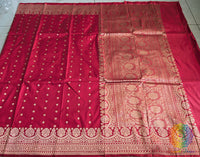 Red Banarasi Handloom Katan Silk Saree – Handloom Saree Online India | Elegantt Drapes