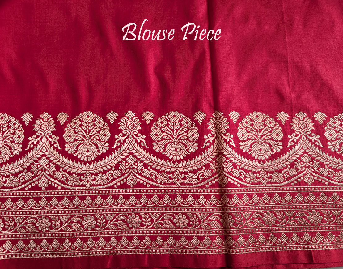 Red Banarasi Handloom Katan Silk Saree – Handloom Saree Online India | Elegantt Drapes