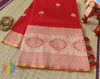 Red Banarasi Handloom Katan Silk Meenakari Saree – Handloom Saree Online India | Elegantt Drapes