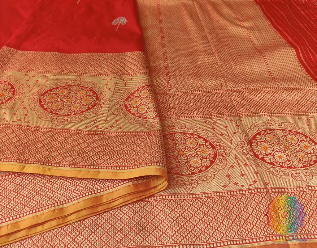 Red Banarasi Handloom Katan Silk Meenakari Saree – Handloom Saree Online India | Elegantt Drapes