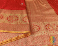 Red Banarasi Handloom Katan Silk Meenakari Saree – Handloom Saree Online India | Elegantt Drapes