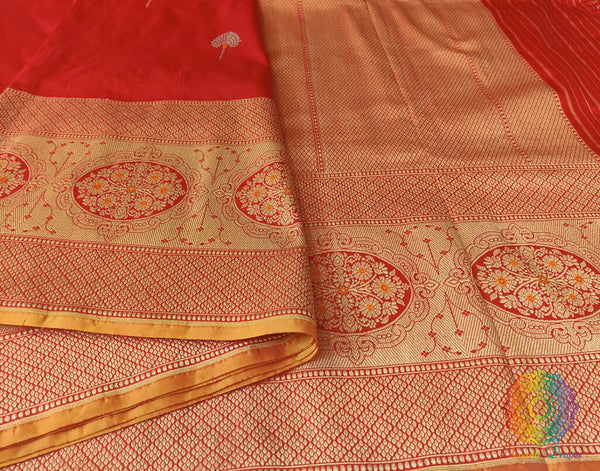 Red Banarasi Handloom Katan Silk Meenakari Saree – Handloom Saree Online India | Elegantt Drapes