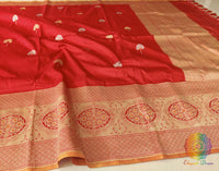 Red Banarasi Handloom Katan Silk Meenakari Saree – Handloom Saree Online India | Elegantt Drapes