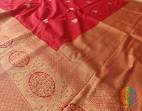 Red Banarasi Handloom Katan Silk Meenakari Saree – Handloom Saree Online India | Elegantt Drapes