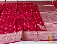 Red Banarasi Handloom Pure Katan Silk Konia Saree – Handloom Saree Online India | Elegantt Drapes
