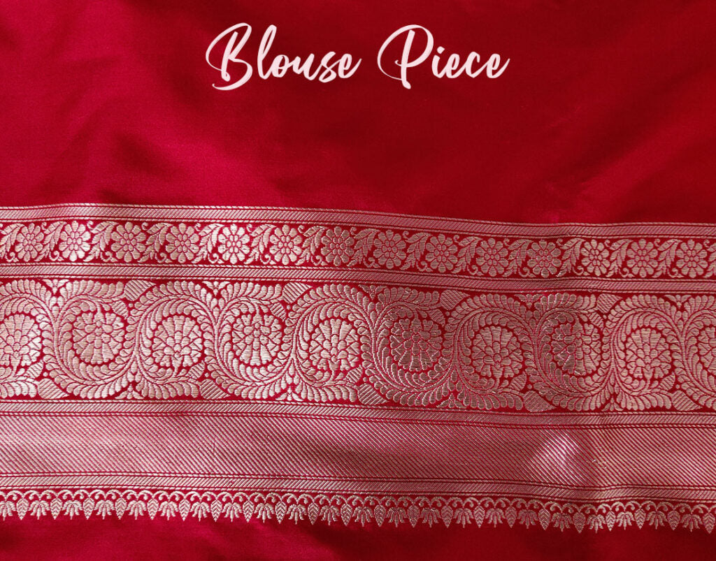 Red Banarasi Handloom Pure Katan Silk Konia Saree – Handloom Saree Online India | Elegantt Drapes