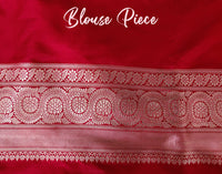 Red Banarasi Handloom Pure Katan Silk Konia Saree – Handloom Saree Online India | Elegantt Drapes