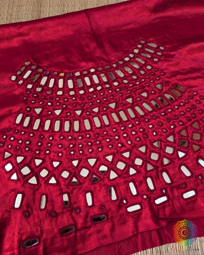 Red Mashru Silk Kutch Mirror Work Blouse – Handloom Saree Online India | Elegantt Drapes
