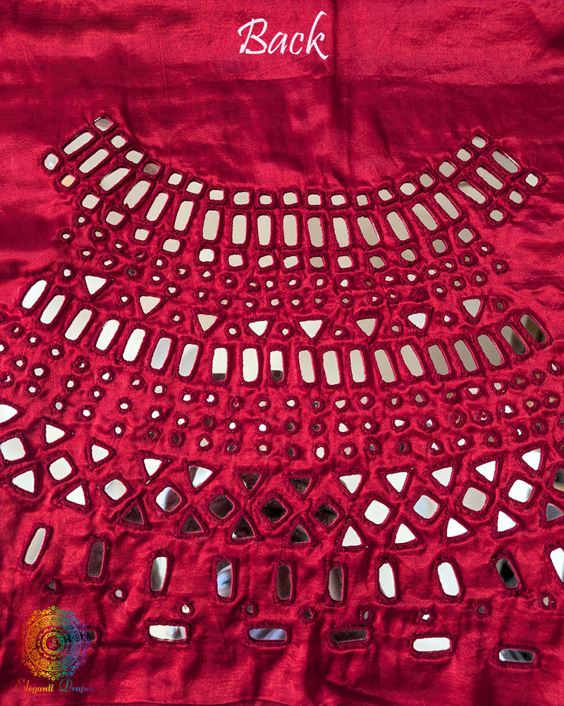 Red Mashru Silk Kutch Mirror Work Blouse – Handloom Saree Online India | Elegantt Drapes