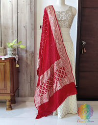 Red Pure Khaddi Georgette Bareek Bandhej Dupatta – Bandhani Saree Online India | Elegantt Drapes