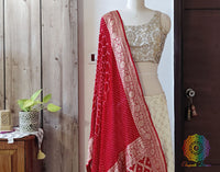 Red Pure Khaddi Georgette Bareek Bandhej Dupatta – Bandhani Saree Online India | Elegantt Drapes