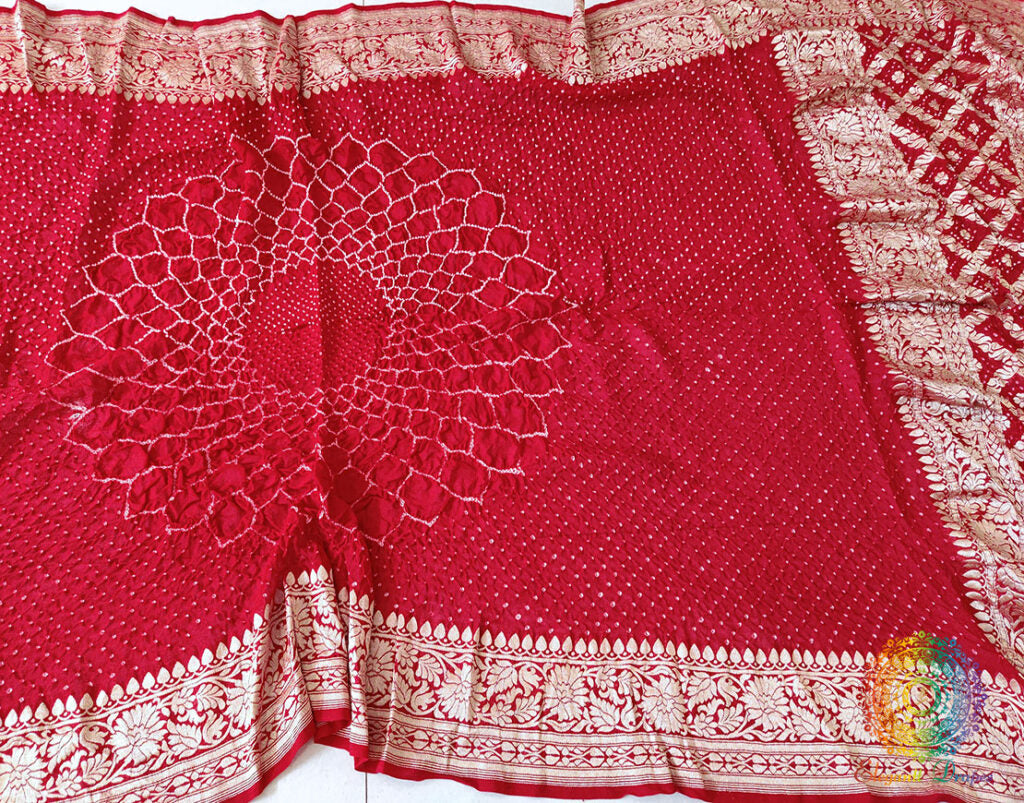 Red Pure Khaddi Georgette Bareek Bandhej Dupatta – Bandhani Saree Online India | Elegantt Drapes