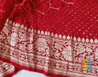 Red Pure Khaddi Georgette Bareek Bandhej Dupatta – Bandhani Saree Online India | Elegantt Drapes