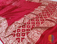 Red Pure Khaddi Georgette Bareek Bandhej Dupatta – Bandhani Saree Online India | Elegantt Drapes