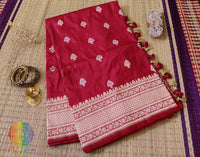 Deep Red Banarasi Handloom Katan Silk Konia Saree – Handloom Saree Online India | Elegantt Drapes