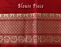 Deep Red Banarasi Handloom Katan Silk Konia Saree – Handloom Saree Online India | Elegantt Drapes
