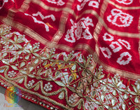 Red Pure Gaji Silk Bandhani Gota Patti Saree – Bandhani Saree Online India | Elegantt Drapes