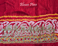Red Pure Gaji Silk Bandhani Gota Patti Saree – Bandhani Saree Online India | Elegantt Drapes