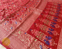 Red Banarasi Bandhani Meenakari Khaddi Georgette Saree – Bandhani Saree Online India | Elegantt Drapes