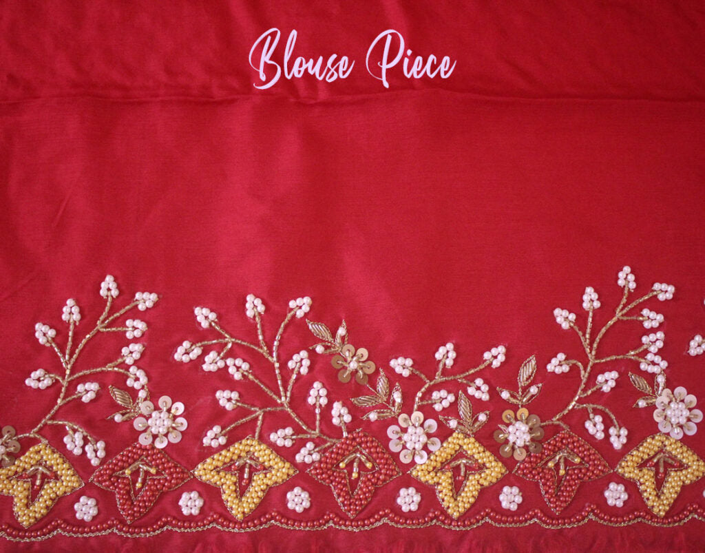 Red Pure Organza Pearl Handwork Saree – Handloom Saree Online India | Elegantt Drapes