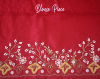 Red Pure Organza Pearl Handwork Saree – Handloom Saree Online India | Elegantt Drapes