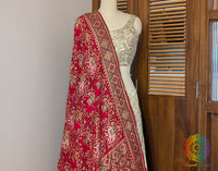 Red Banarasi Handloom Georgette Meenakari Bandhani Dupatta – Bandhani Saree Online India | Elegantt Drapes