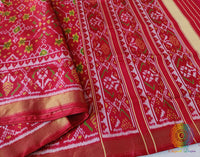 Red Pure Mulberry Silk Rajkot Patola Saree – Handloom Saree Online India | Elegantt Drapes