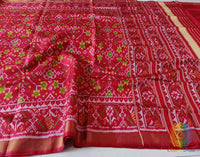 Red Pure Mulberry Silk Rajkot Patola Saree – Handloom Saree Online India | Elegantt Drapes