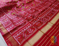 Red Pure Mulberry Silk Rajkot Patola Saree – Handloom Saree Online India | Elegantt Drapes