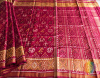 Red Pure Mulberry Silk Rajkot Patola Saree – Handloom Saree Online India | Elegantt Drapes