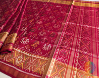 Red Pure Mulberry Silk Rajkot Patola Saree – Handloom Saree Online India | Elegantt Drapes