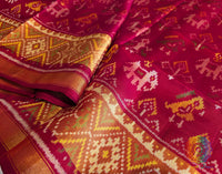 Red Pure Mulberry Silk Rajkot Patola Saree – Handloom Saree Online India | Elegantt Drapes