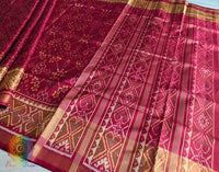 Red Mulberry Silk Rajkot Patola Saree – Handloom Saree Online India | Elegantt Drapes