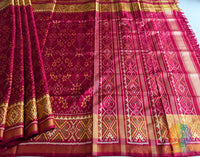 Red Mulberry Silk Rajkot Patola Saree – Handloom Saree Online India | Elegantt Drapes