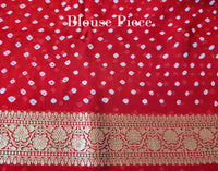 Red Banarasi Pure Khaddi Georgette Bandhani Saree – Bandhani Saree Online India | Elegantt Drapes