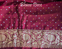 Red Banarasi Pure Georgette Bandhani Saree – Bandhani Saree Online India | Elegantt Drapes