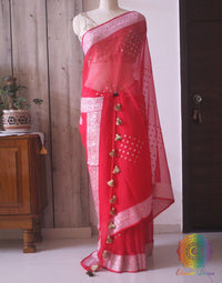 Tomato Red Banarasi Handloom Khaddi Georgette Kadhuwa Saree Saree – Handloom Saree Online India | Elegantt Drapes