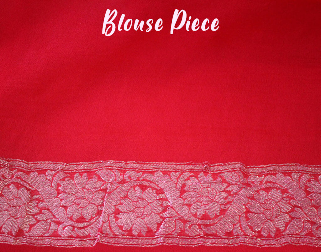 Tomato Red Banarasi Handloom Khaddi Georgette Kadhuwa Saree Saree – Handloom Saree Online India | Elegantt Drapes