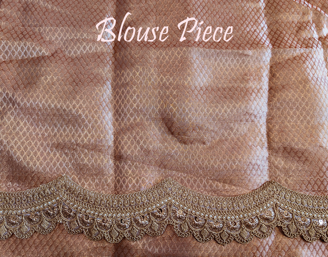 Orange Pure Banarasi Crushed Tissue Silk Saree – Handloom Saree Online India | Elegantt Drapes