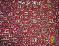 Rust Pure Gaji Silk Bandhani Ajrakh Saree | Elegantt Drapes