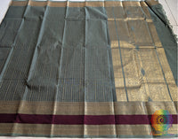 Sage Green Pure Kanchi Cotton Saree – Handloom Saree Online India | Elegantt Drapes