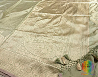 Sage Green Banarasi Handloom Katan Silk Konia Saree – Handloom Saree Online India | Elegantt Drapes