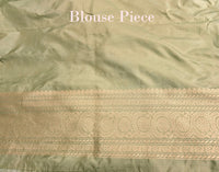 Sage Green Banarasi Handloom Katan Silk Konia Saree – Handloom Saree Online India | Elegantt Drapes