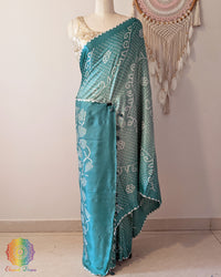 Sea Green Pure Gajji Silk Bandhani Saree – Bandhani Saree Online India | Elegantt Drapes