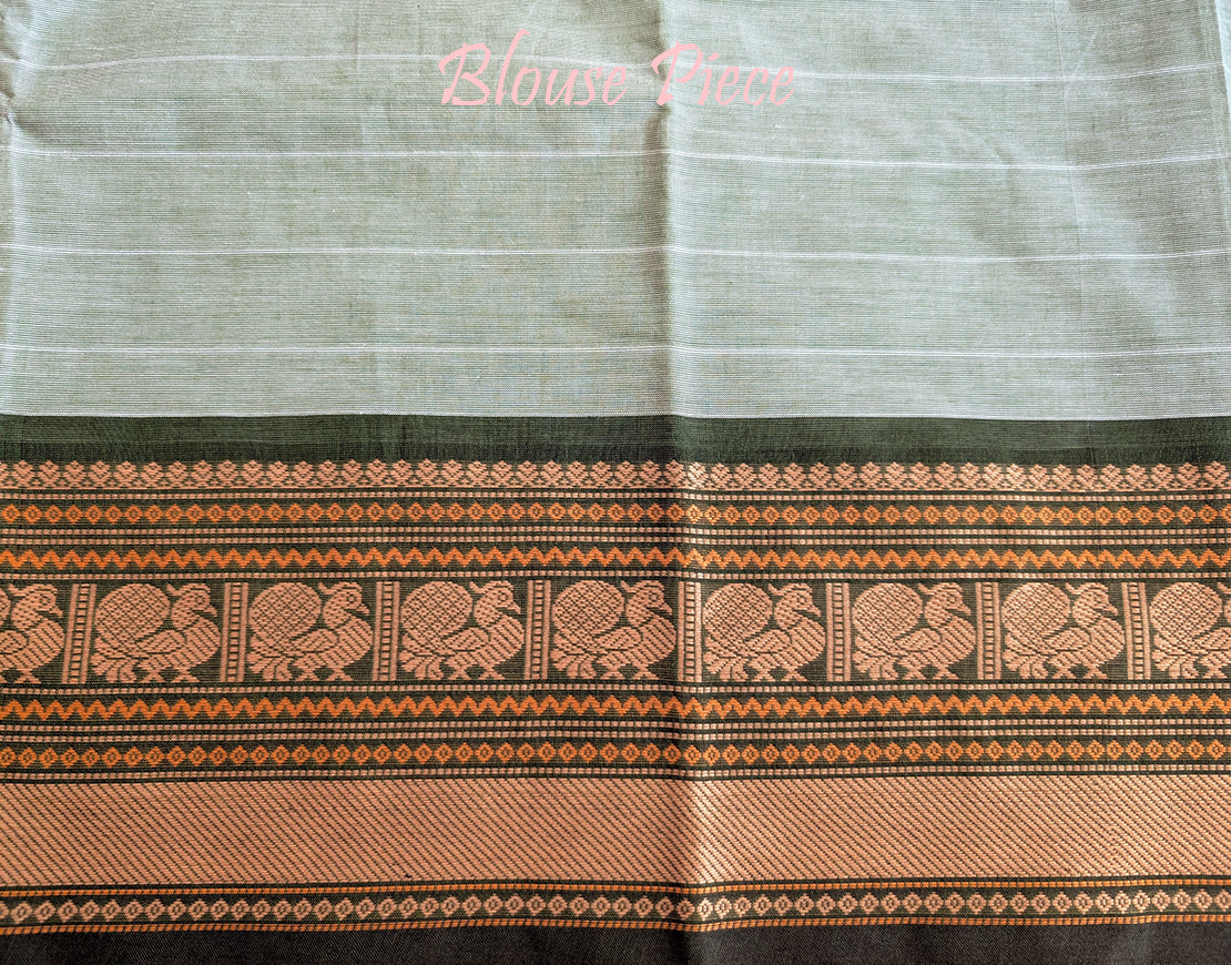 Pale Sea Green Pure Kanchi Cotton Saree – Handloom Saree Online India | Elegantt Drapes