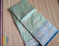 Sea Green Banarasi Handloom Katan Silk Saree – Handloom Saree Online India | Elegantt Drapes