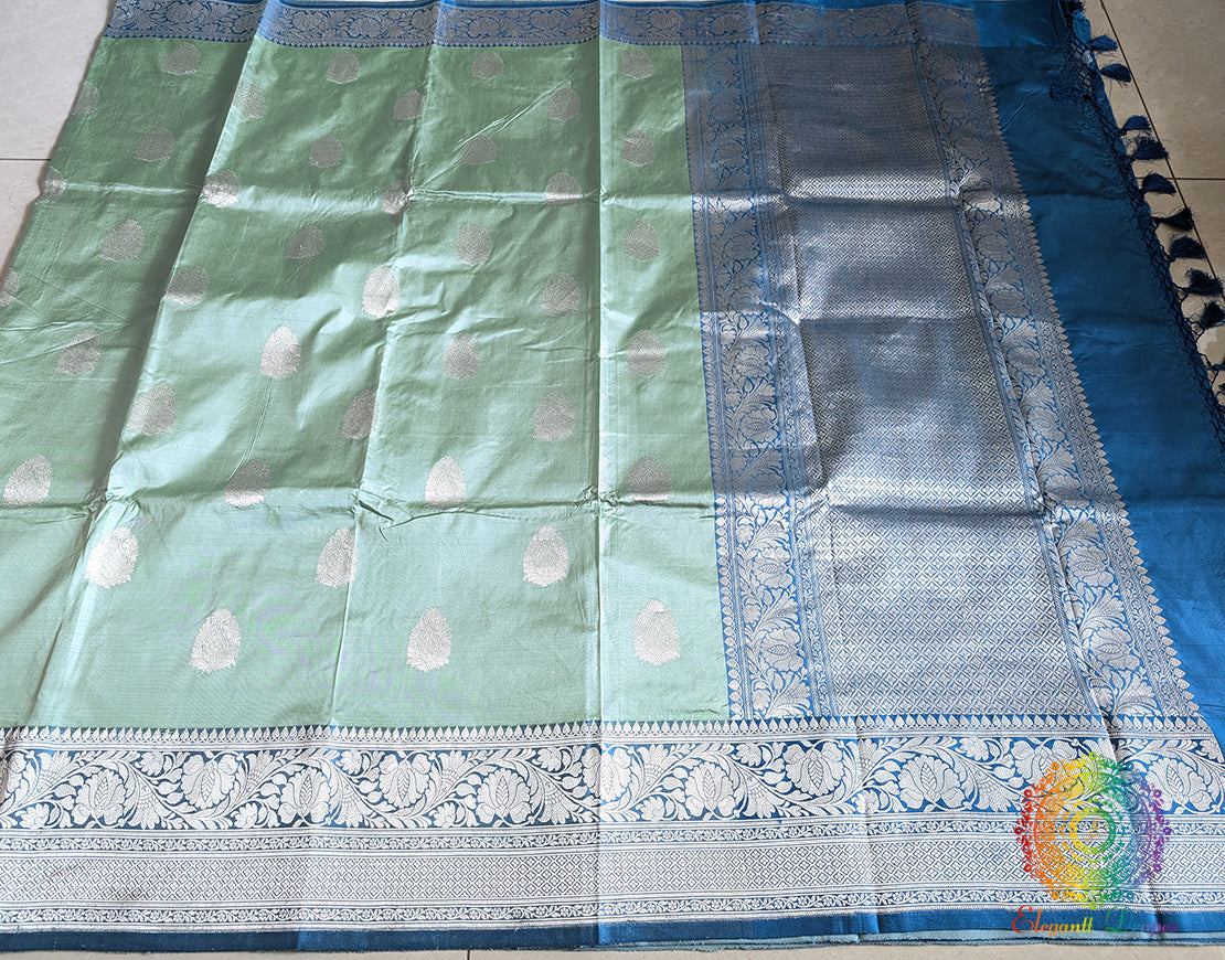 Sea Green Banarasi Handloom Katan Silk Saree – Handloom Saree Online India | Elegantt Drapes