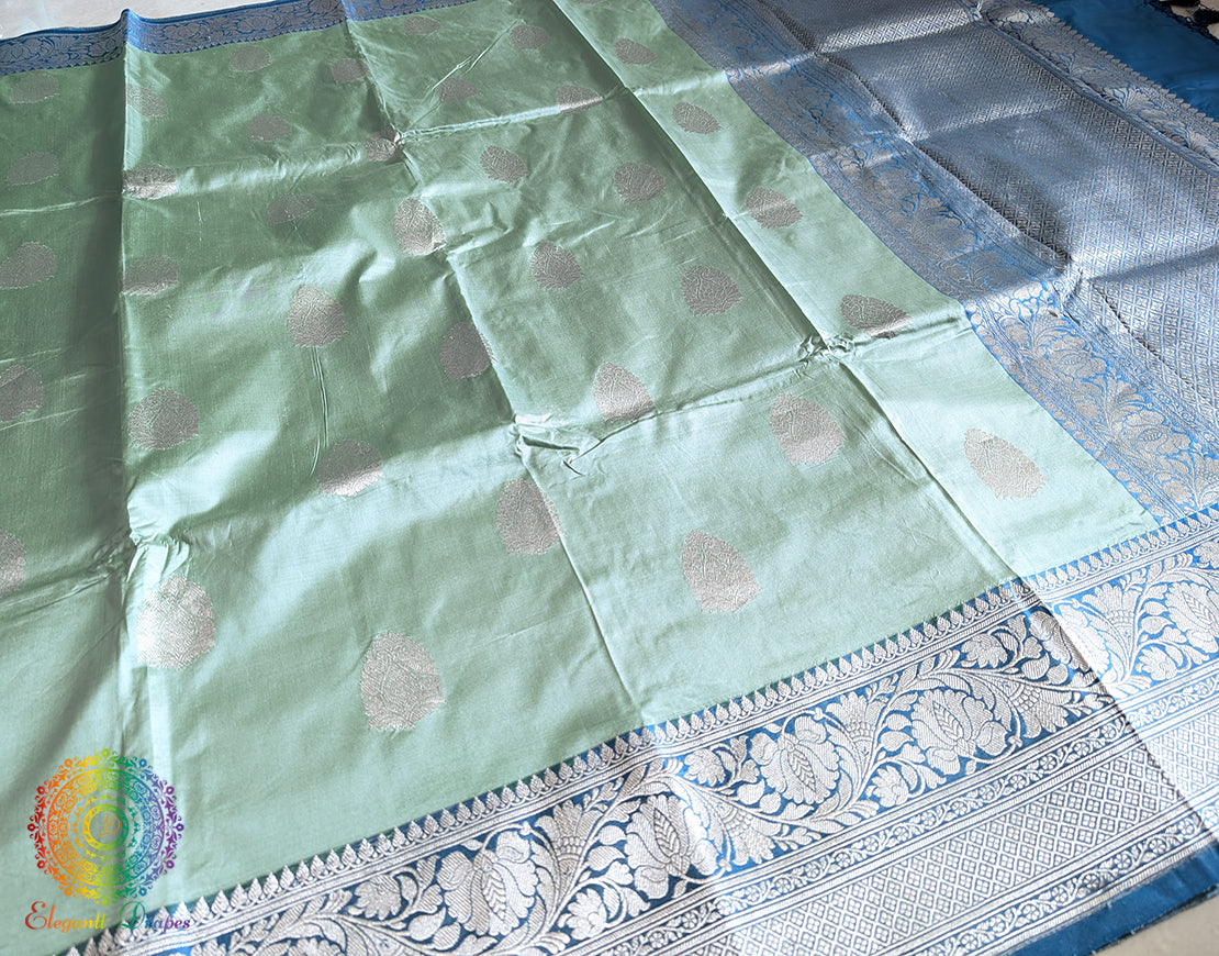 Sea Green Banarasi Handloom Katan Silk Saree – Handloom Saree Online India | Elegantt Drapes